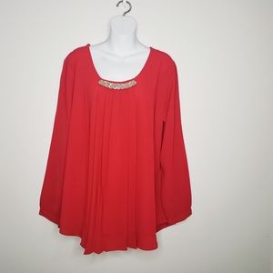 Anthony Richards Red Pleat Blouse Size 18W